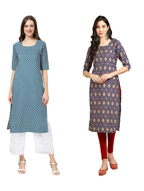 pack of 2 printed straight kurta - 19309783 - Very Small Image - 1
