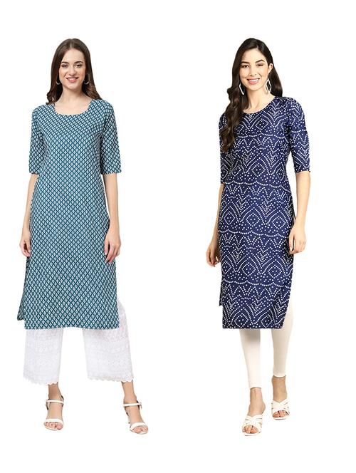 pack of 2 printed straight kurta - 19309785 - Very Small Image - 1