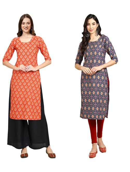 pack of 2 printed straight kurta - 19309798 - Very Small Image - 1