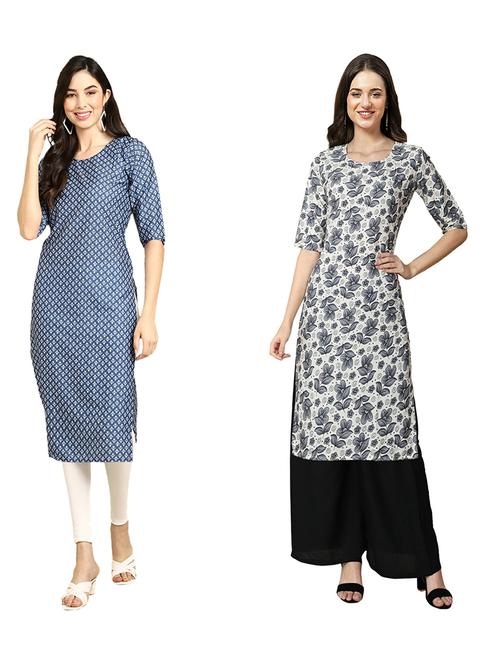 pack of 2 printed straight kurta - 19309845 - Very Small Image - 1