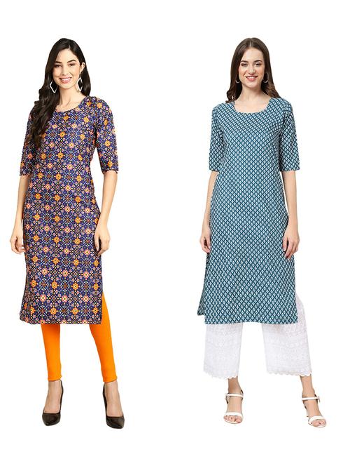 pack of 2 printed straight kurta - 19309855 - Very Small Image - 1