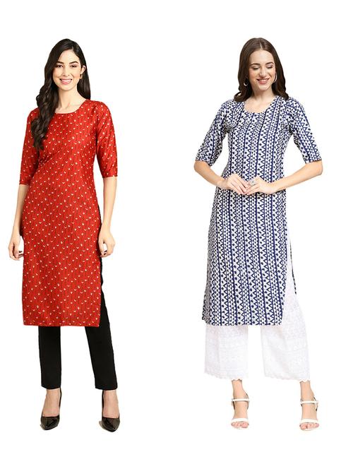 pack of 2 printed straight kurta - 19309859 - Very Small Image - 1