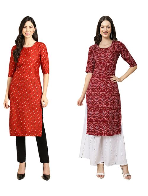 pack of 2 printed straight kurta - 19309861 - Very Small Image - 1