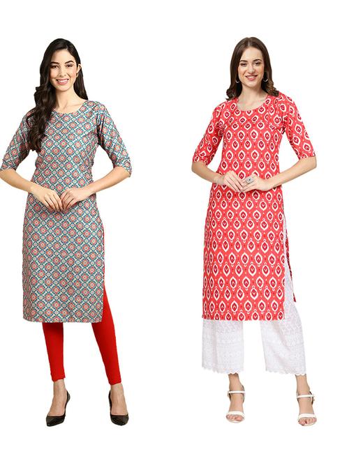 pack of 2 printed straight kurta - 19309863 - Very Small Image - 1