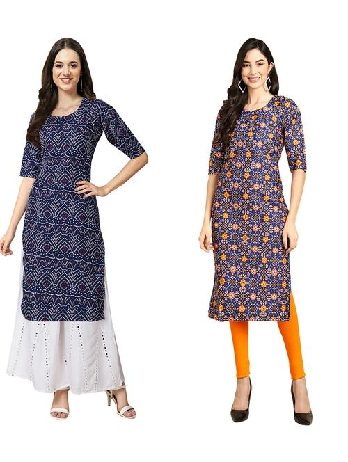 pack of 2 printed straight kurta - 19309880 - Very Small Image - 1