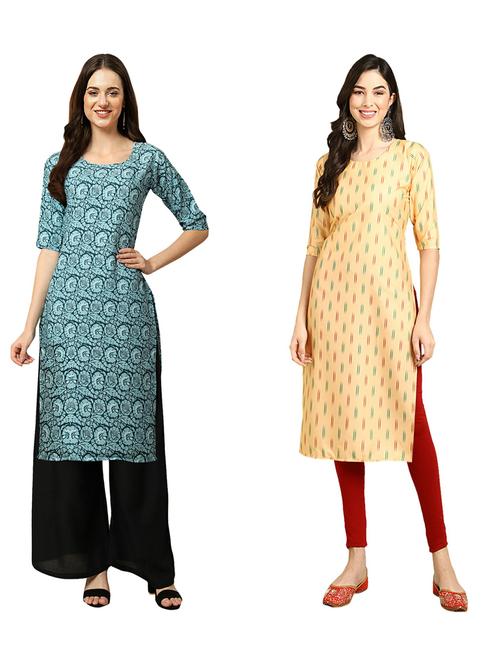 pack of 2 printed straight kurta - 19309893 - Very Small Image - 1