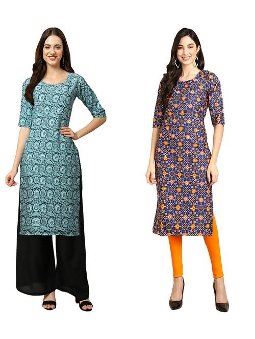 pack of 2 printed straight kurta - 19309896 - Very Small Image - 1