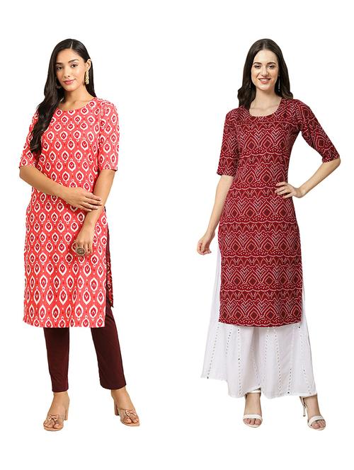 pack of 2 printed straight kurta - 19309904 - Very Small Image - 1