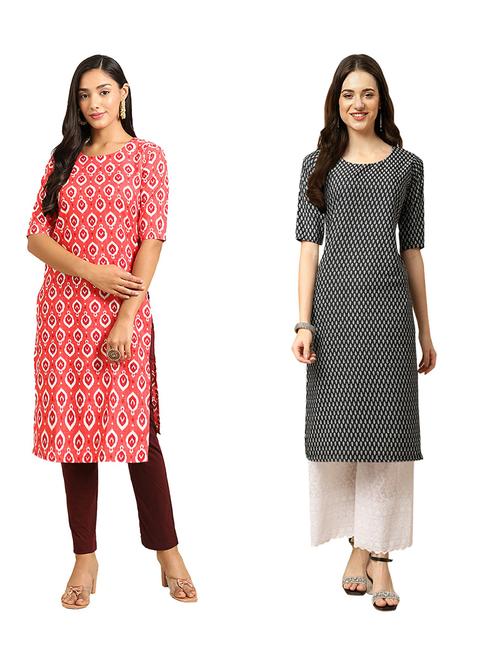 pack of 2 printed straight kurta - 19309907 - Very Small Image - 1