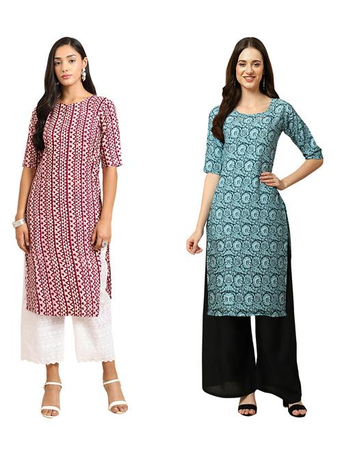 pack of 2 printed straight kurta - 19309911 - Very Small Image - 1