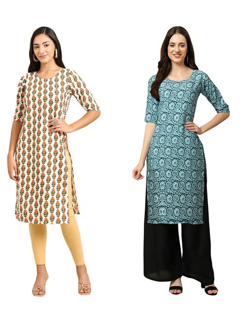 pack of 2 printed straight kurta - 19309936 - Very Small Image - 1