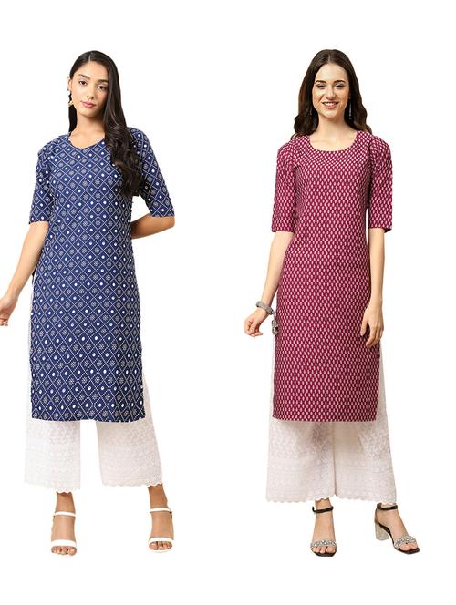 pack of 2 printed straight kurta - 19309941 - Very Small Image - 1