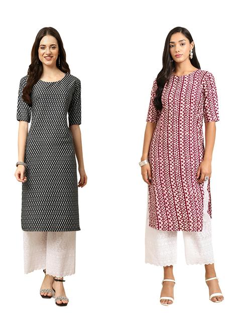 pack of 2 printed straight kurta - 19309984 - Very Small Image - 1