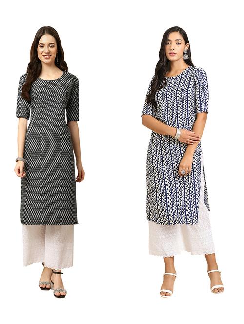 pack of 2 printed straight kurta - 19309985 - Very Small Image - 1