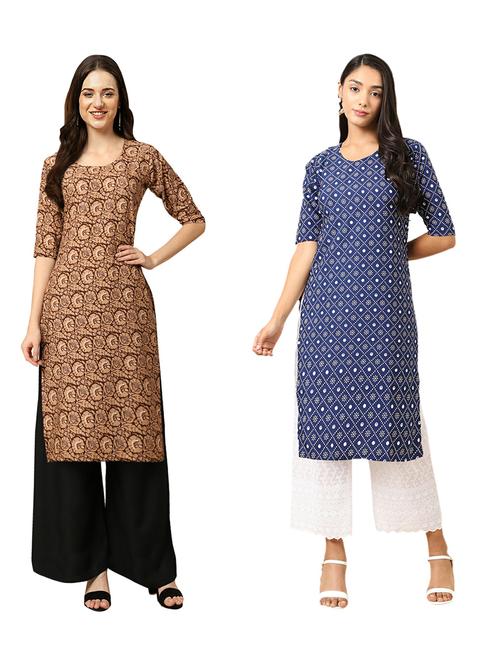 pack of 2 printed straight kurta - 19309997 - Very Small Image - 1