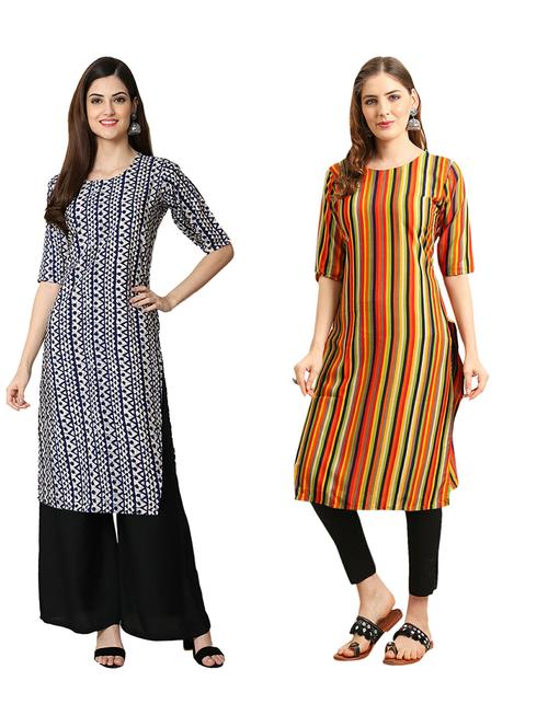 pack of 2 printed straight kurta - 19310008 - Very Small Image - 1