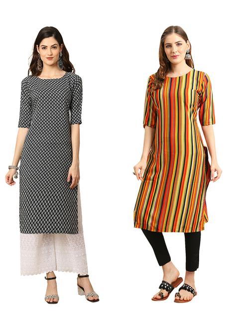pack of 2 printed straight kurta - 19310013 - Very Small Image - 1