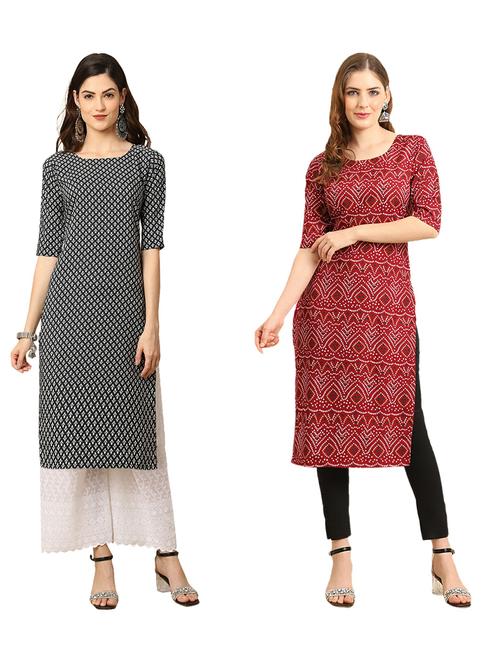 pack of 2 printed straight kurta - 19310016 - Very Small Image - 1