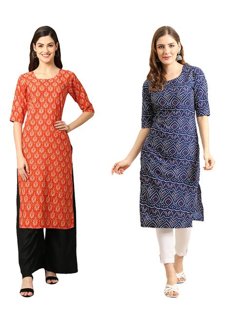 pack of 2 printed straight kurta - 19310032 - Very Small Image - 1