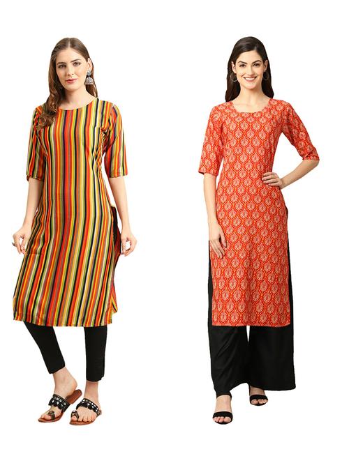 pack of 2 printed straight kurta - 19310039 - Very Small Image - 1