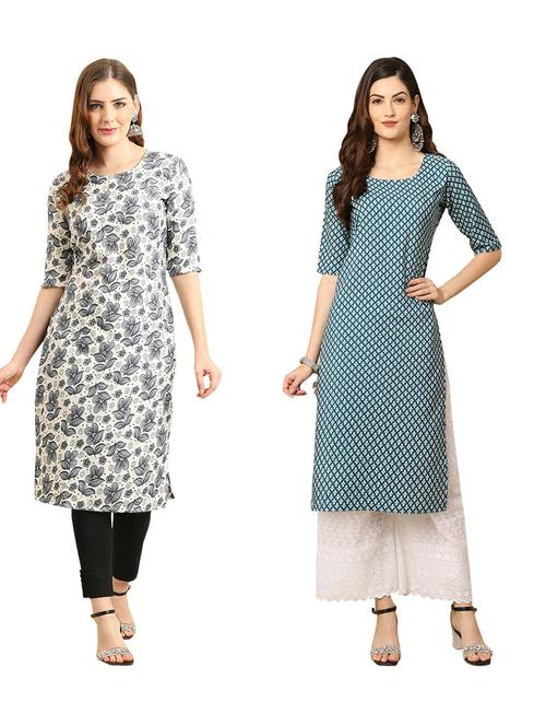 pack of 2 printed straight kurta - 19310044 - Very Small Image - 1