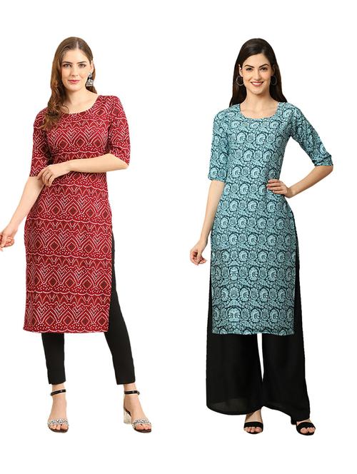 pack of 2 printed straight kurta - 19310056 - Very Small Image - 1