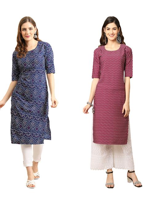 pack of 2 printed straight kurta - 19310062 - Very Small Image - 1