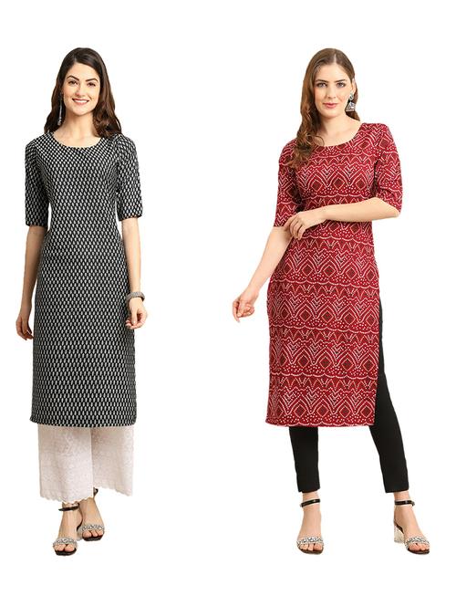 pack of 2 printed straight kurta - 19310071 - Very Small Image - 1