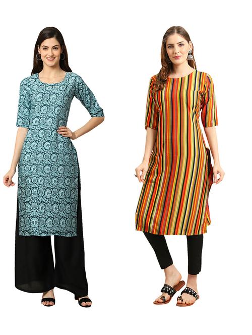 pack of 2 printed straight kurta - 19310073 - Very Small Image - 1