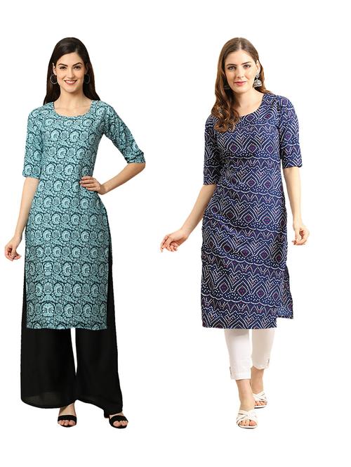 pack of 2 printed straight kurta - 19310077 - Very Small Image - 1