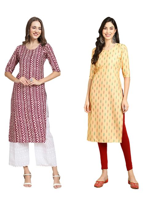 pack of 2 printed straight kurta - 19310089 - Very Small Image - 1