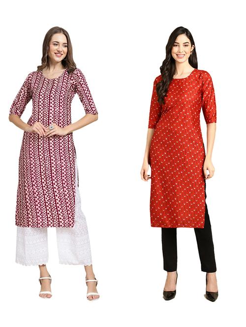 pack of 2 printed straight kurta - 19310092 - Very Small Image - 1