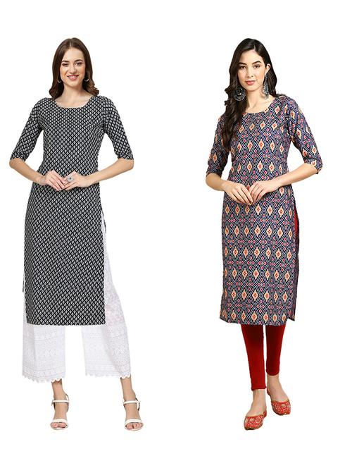 pack of 2 printed straight kurta - 19310098 - Very Small Image - 1