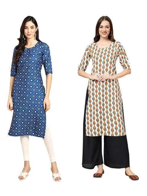 pack of 2 printed straight kurta - 19310122 - Very Small Image - 1