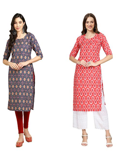 pack of 2 printed straight kurta - 19310133 - Very Small Image - 1