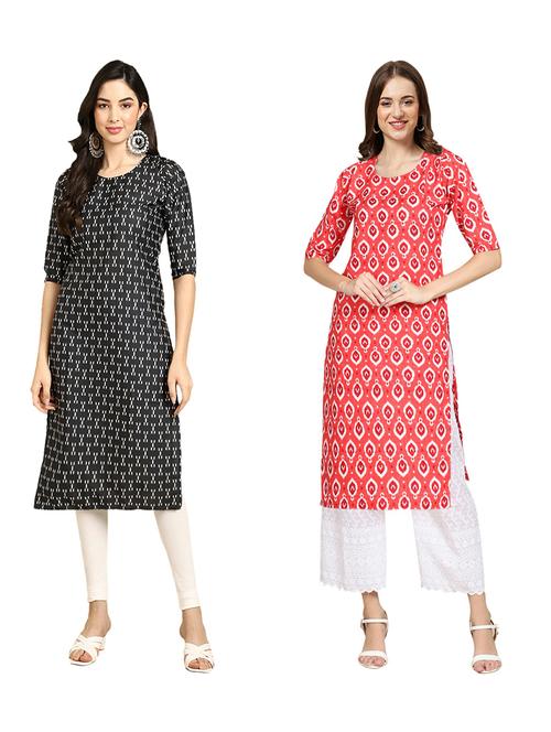 pack of 2 printed straight kurta - 19310143 - Very Small Image - 1