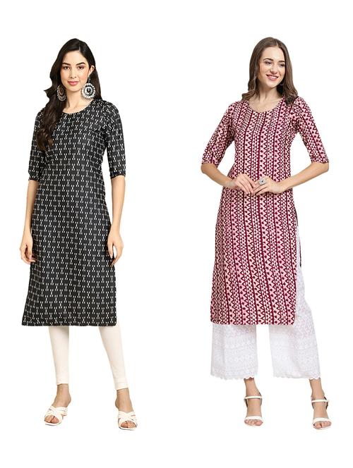 pack of 2 printed straight kurta - 19310144 - Very Small Image - 1