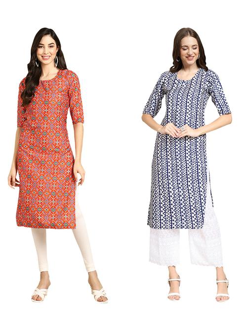 pack of 2 printed straight kurta - 19310148 - Very Small Image - 1