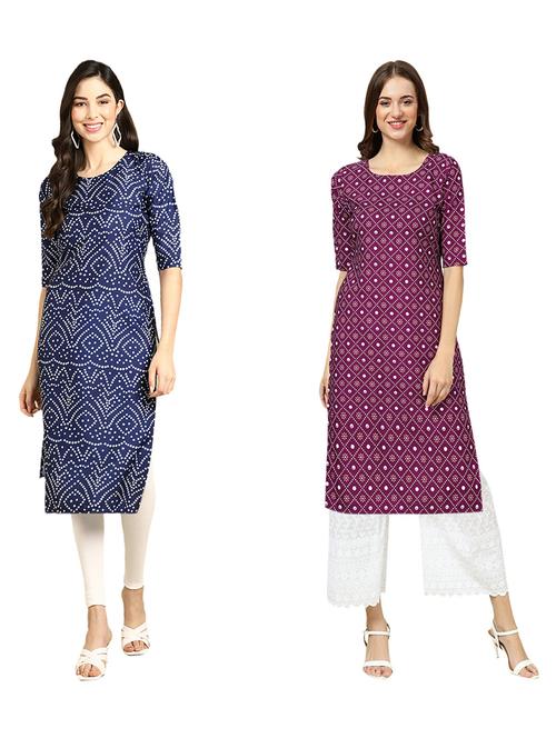 pack of 2 printed straight kurta - 19310157 - Very Small Image - 1