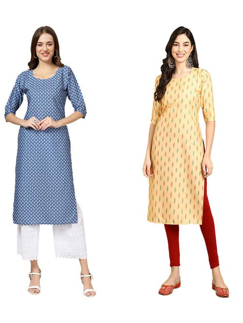pack of 2 printed straight kurta - 19310159 - Very Small Image - 1