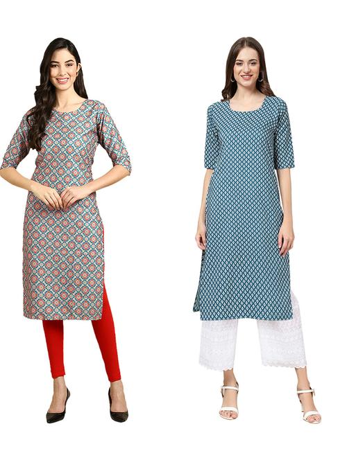 pack of 2 printed straight kurta - 19310180 - Very Small Image - 1