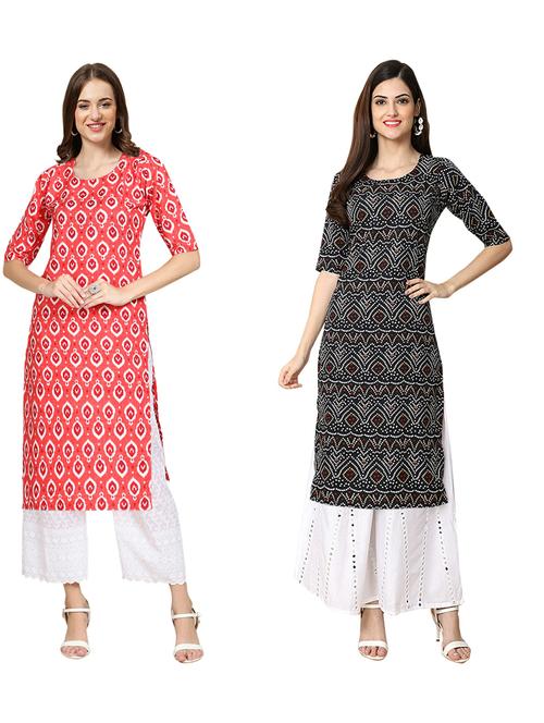 pack of 2 printed straight kurta - 19310184 - Very Small Image - 1