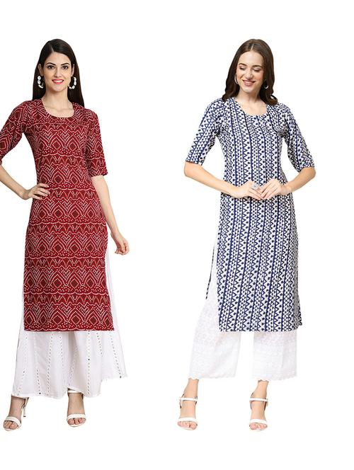 pack of 2 printed straight kurta - 19310248 - Very Small Image - 1