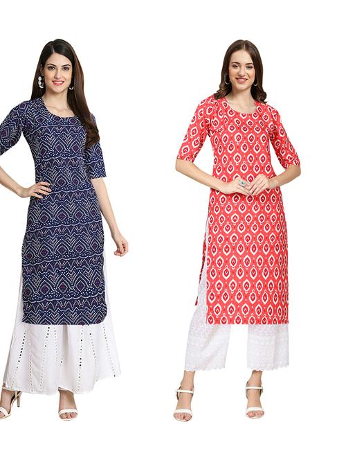 pack of 2 printed straight kurta - 19310253 - Very Small Image - 1