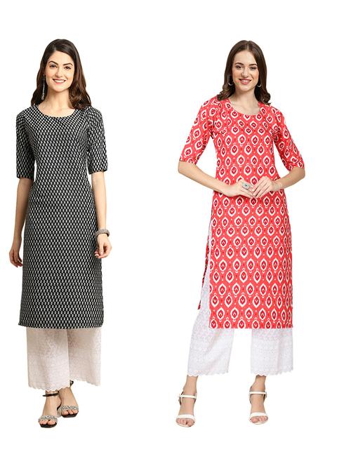 pack of 2 printed straight kurta - 19310263 - Very Small Image - 1