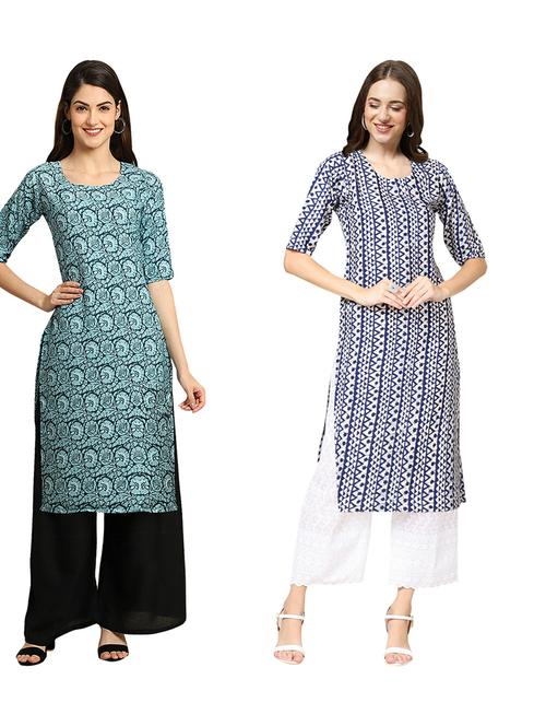 pack of 2 printed straight kurta - 19310270 - Very Small Image - 1