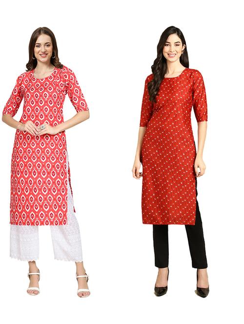 pack of 2 printed straight kurta - 19310282 - Very Small Image - 1
