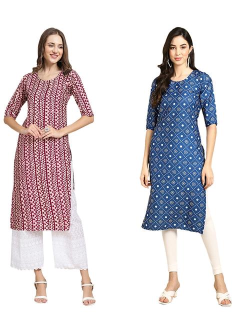 pack of 2 printed straight kurta - 19310283 - Very Small Image - 1