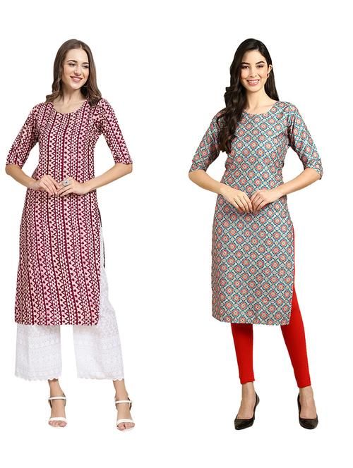 pack of 2 printed straight kurta - 19310287 - Very Small Image - 1
