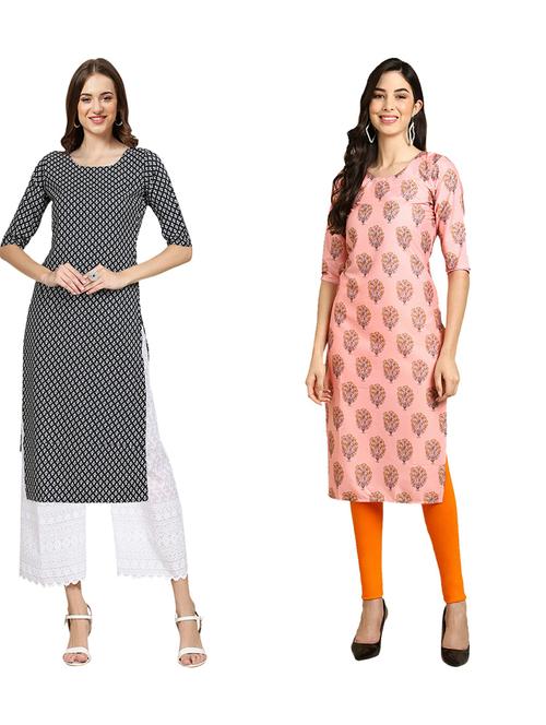 pack of 2 printed straight kurta - 19310297 - Very Small Image - 1
